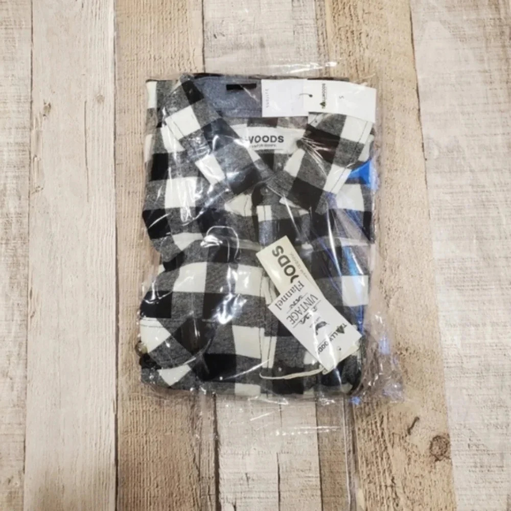 TALLWOODS | NWT Vintage-Style Button Up Flannel in Black & White sz S - Picture 6 of 8